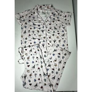 Cozy Couture Women’s Pajamas Set Cupcakes Croissants Print Size L